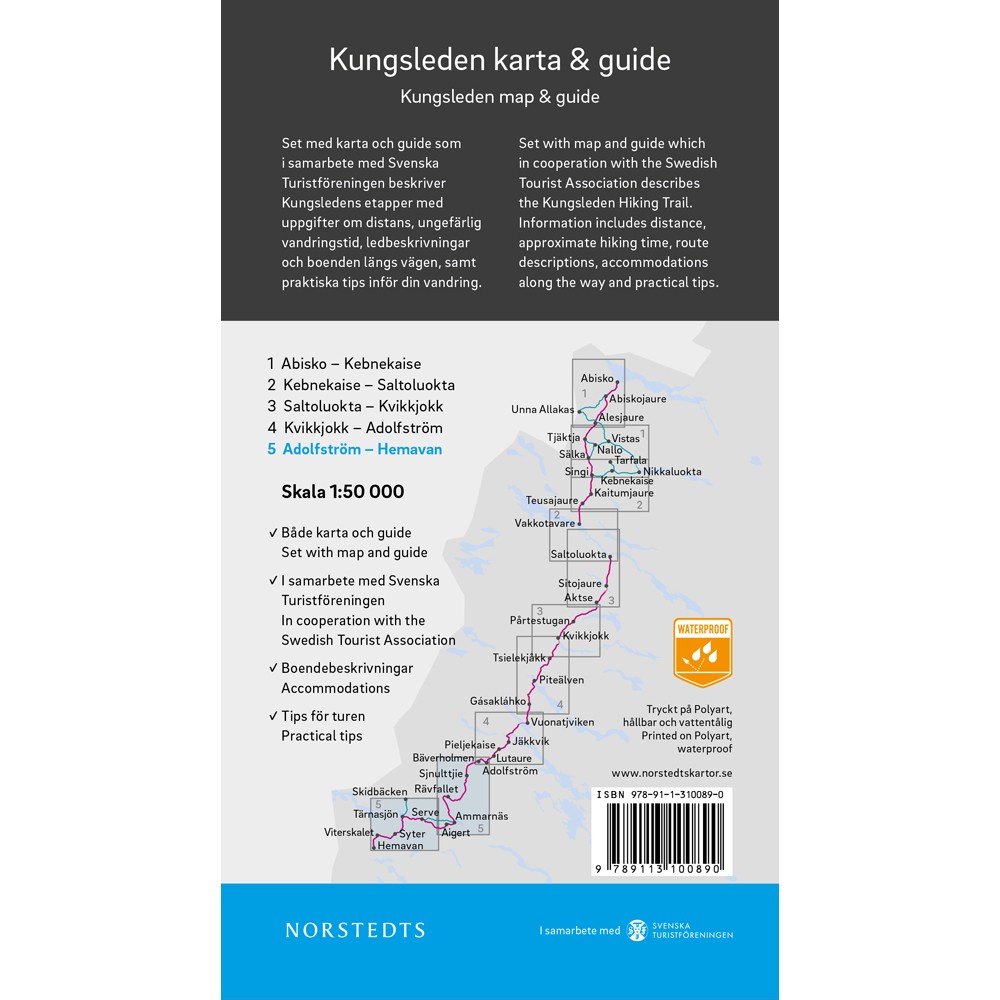 Kungsleden 5 Adolfström Hemavan karta och guide Outdoorkartan